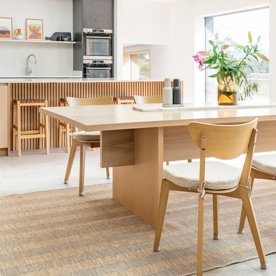 image 1 of KUKOON Leni Machine Washable Striped Rug – Modern Beige Jute-Look Area Mat 60cm x 240cm