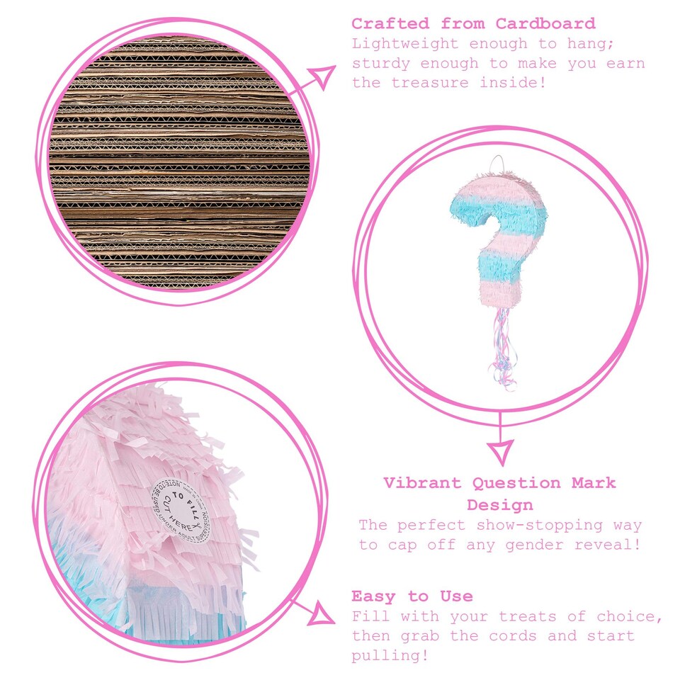 image 1 of Fax Potato 2pc Gender Reveal Pull String Pinata Set with Blindfold - Blue/Pink