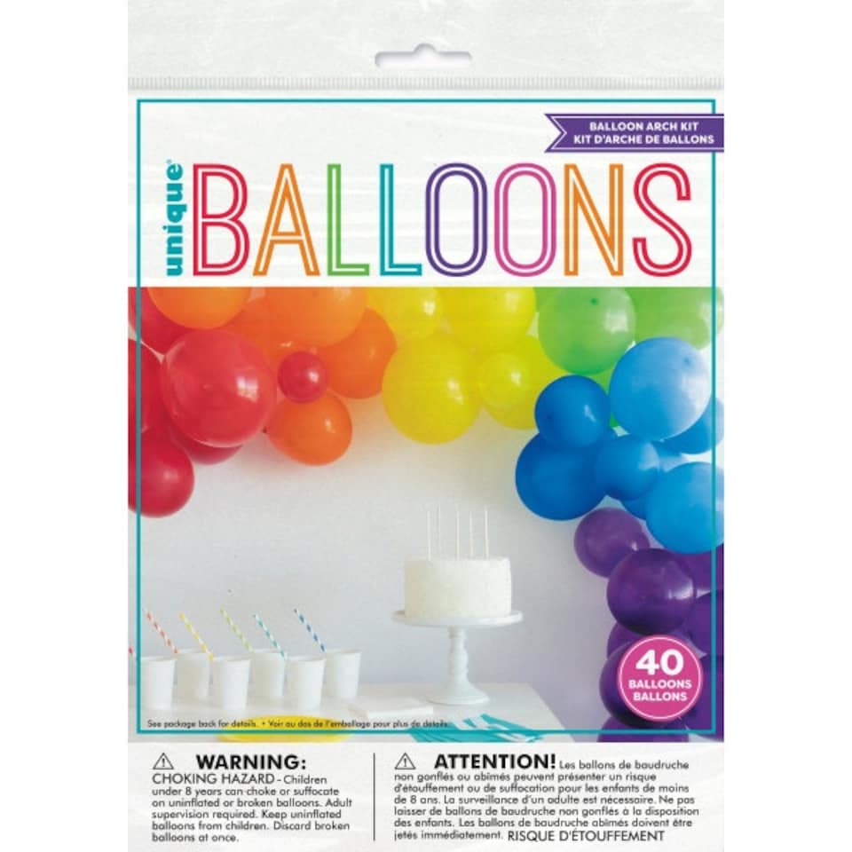 image 1 of Pack of 40 Rainbow Latex Balloon Arch Kit