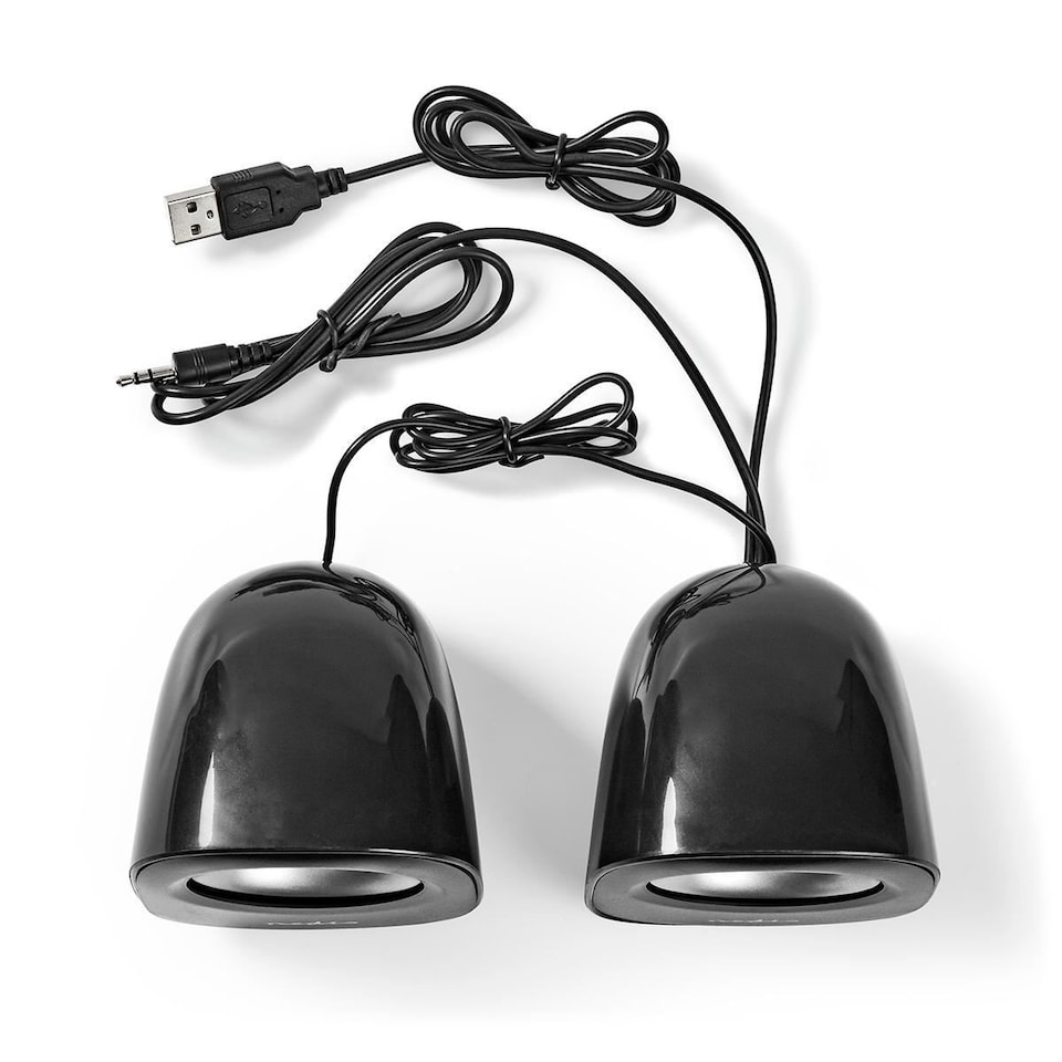 image 1 of Nedis PC Speakers for Computer, Laptop, Tablet, Smartphone, Portable Speaker Set 12W, Wired with USB and 3.5mm Jack, Black and Silver