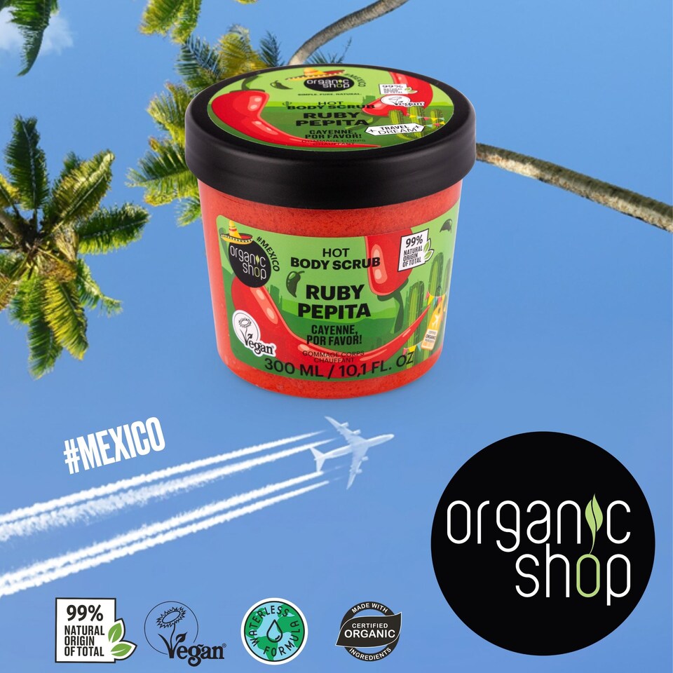 image 1 of Organic Shop Ruby Pepita Por Favor Hot Body Scrub, 300ml