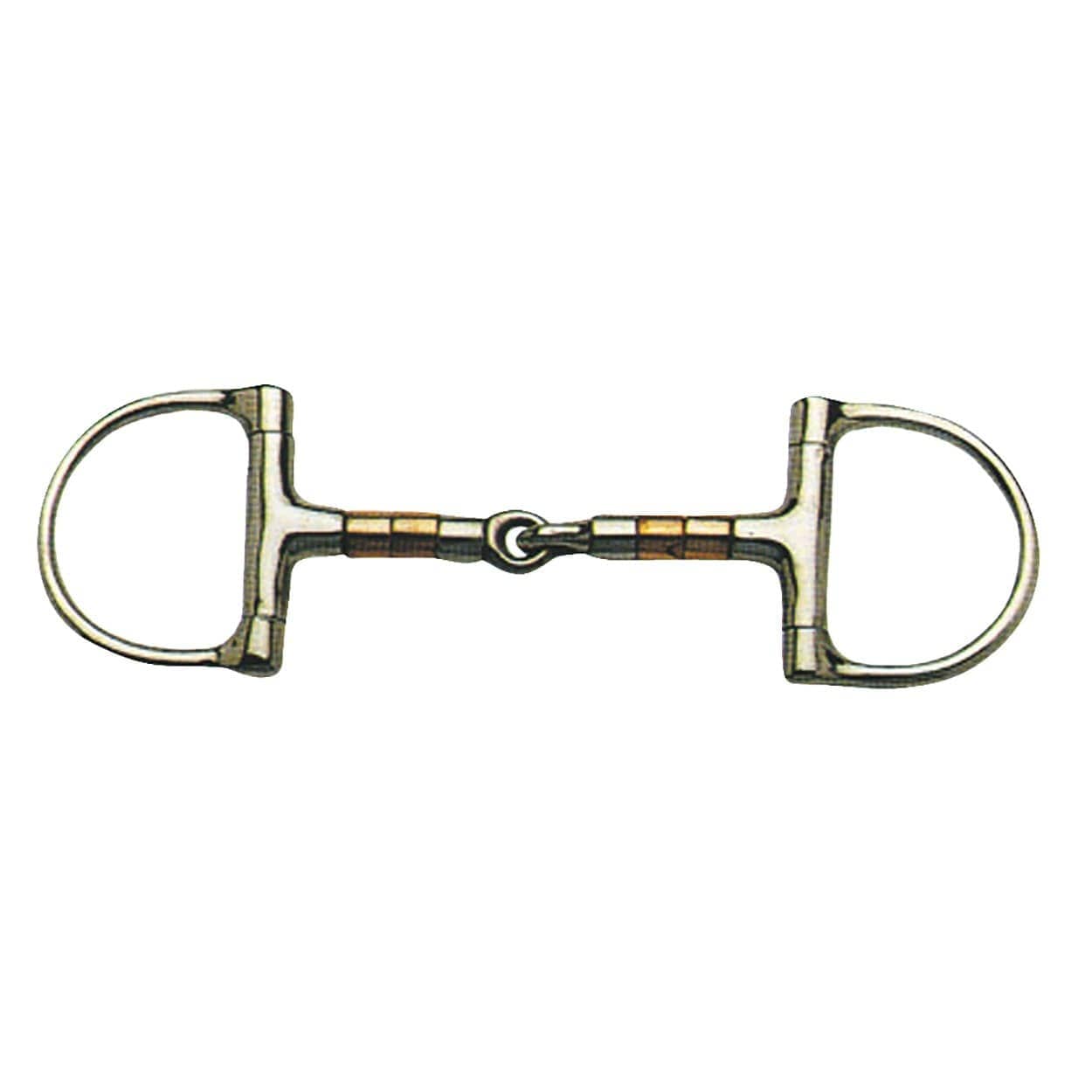 Korsteel Stainless Steel Copper & Steel Rollers Jointed Dee Ring Snaffle Bit - Silver/Copper - 5.5in