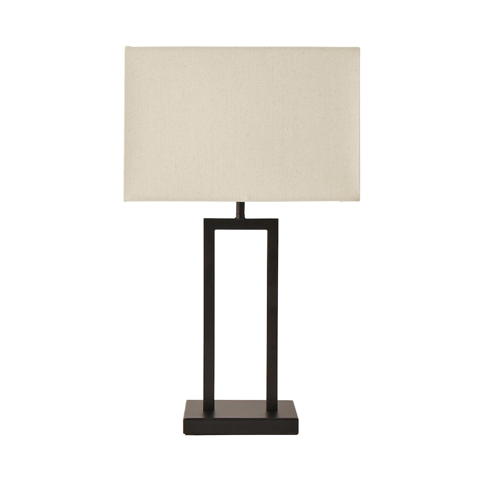 image 1 of ValueLights Gloria Black Double Stem Metal Table Lamp with Rectangular Lamp Shade | Black