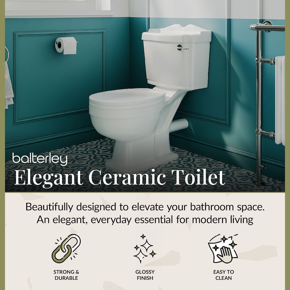 image 1 of Balterley Traditional Classic Close Coupled WC Toilet with Cistern, Handle & Seat | White | White