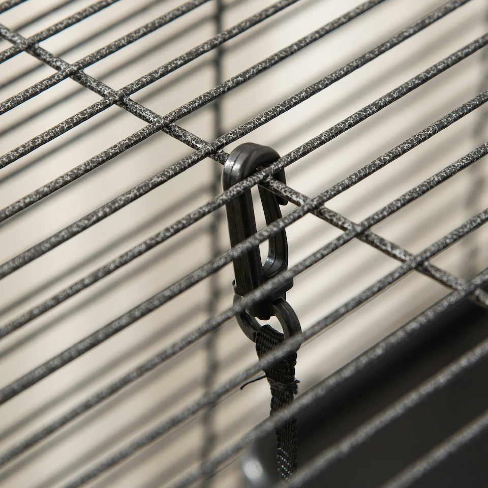 image 1 of PawHut Rolling Small Animal Cage for Chinchillas Ferrets Kittens W/ Ramp Silver