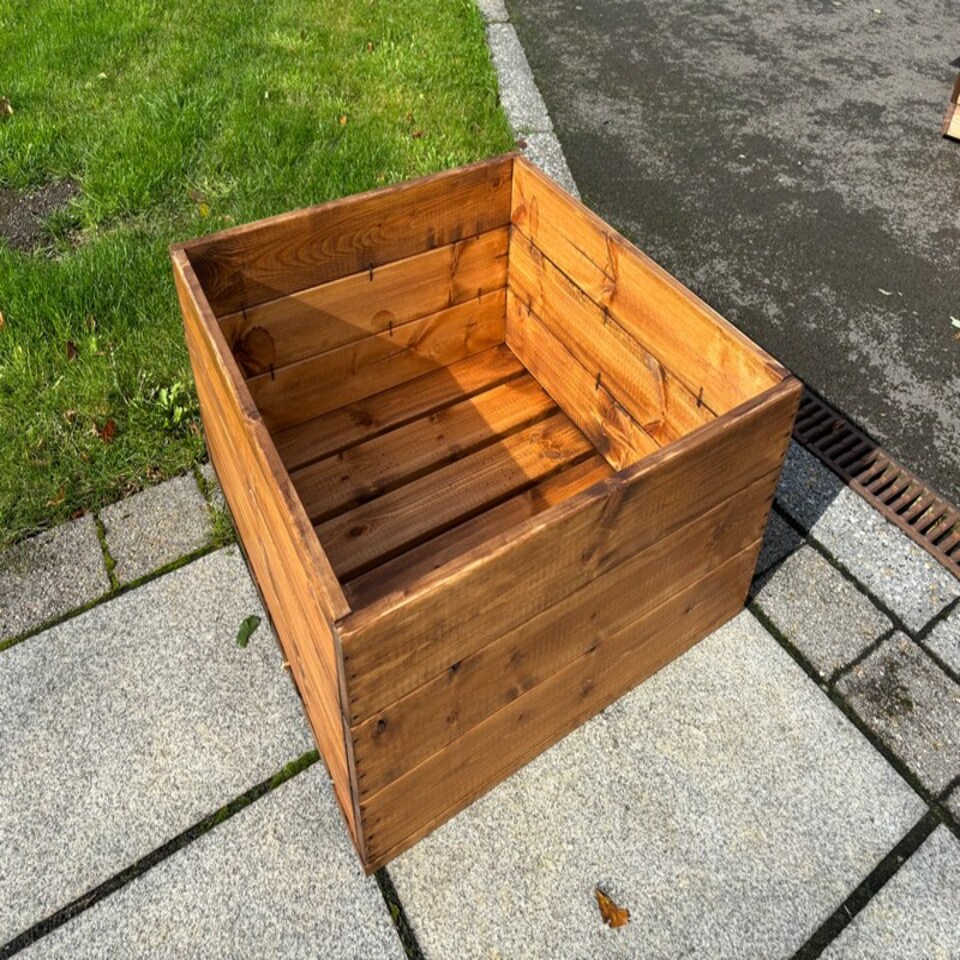 image 1 of Country Kitchen Large Raised Bed Planter - Timber - L60 x W60 x H30 cm | Brown