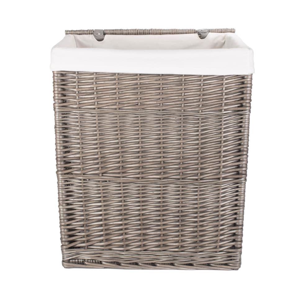 image 1 of Antique Wash Slim Wicker Laundry Basket | White | White