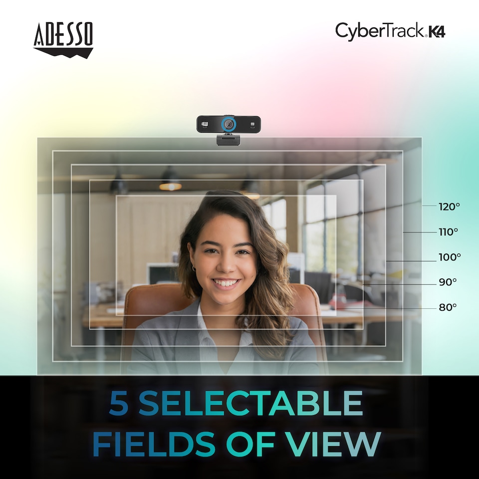 image 1 of Adesso 4K Ultra HD Webcam with built in Adjustable FOV