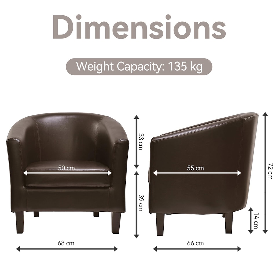 image 1 of Tub Chair Faux Leather Arm Chair