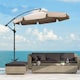 image 2 of Outsunny 2.7m Garden Cantilever Banana Parasol Sun Shade w/ Crank, Light Brown