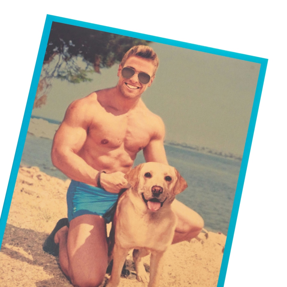 image 1 of Humour Birthday Card - Man On Beach With Dog