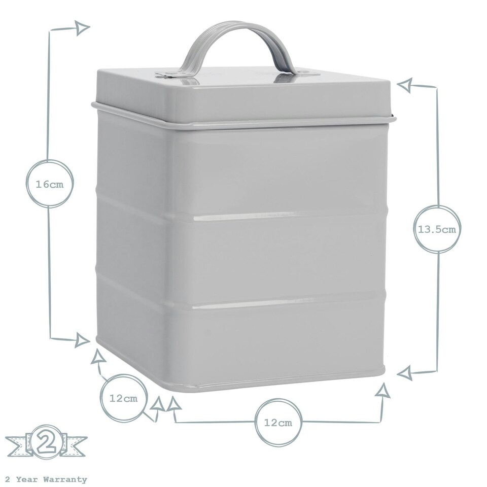 image 1 of Harbour Housewares Grey Vintage Metal Kitchen Tea Canister Kitchen Caddy Kitchen Storage Containers Canisters