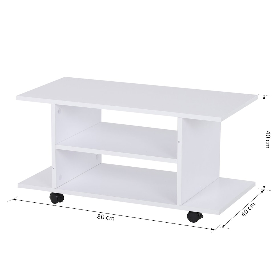 image 1 of HOMCOM Modern TV Cabinet Stand Storage Shelves Table Mobile Bedroom Furniture Bookshelf Bookcase White
