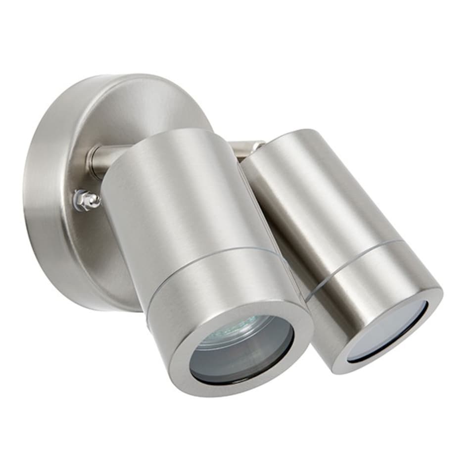 image 1 of Atlantis 2 Light Outdoor Coastal Spotlight Marine Grade Brushed Stainless Steel, Glass IP65, GU10