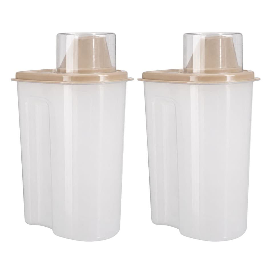 image 1 of Pack of 2 2.4L Laundry Detergent Containers With Measuring Cups