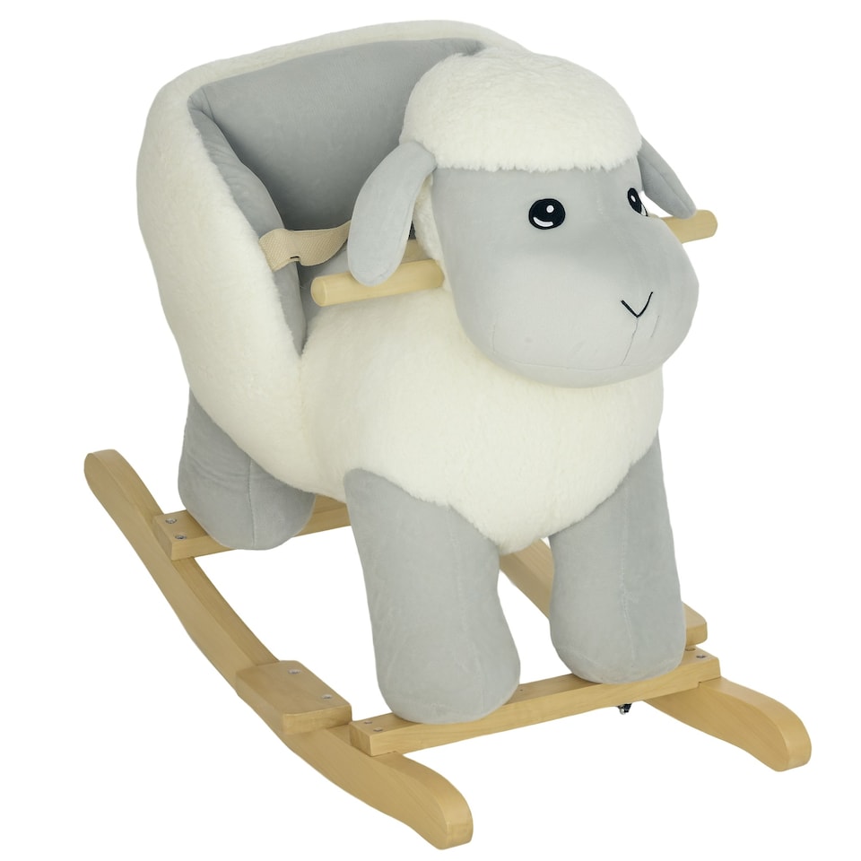 image 1 of AIYAPLAY Baby Rocking Horse with Safety Belt, Sound, for Ages 18-36 Months