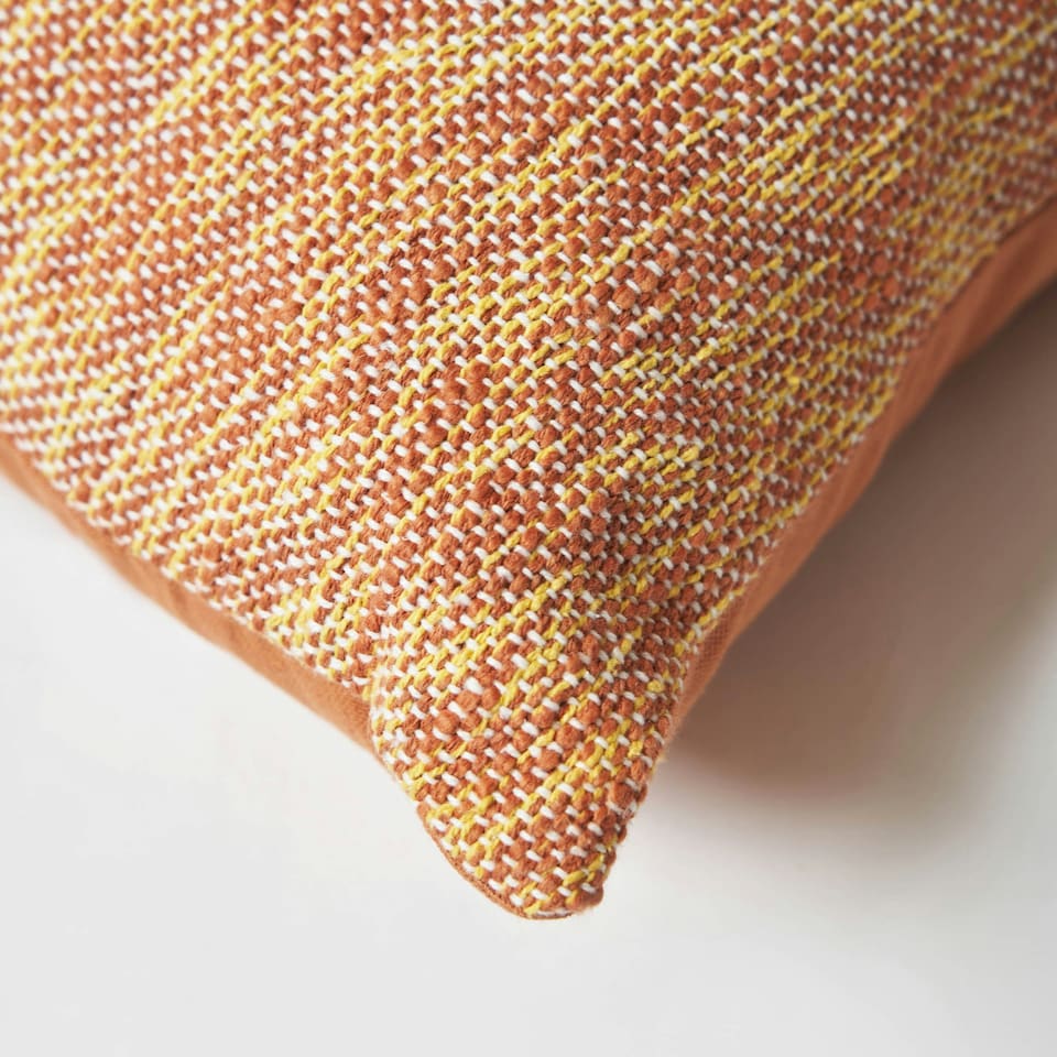 image 1 of BHS Two-Tone Cushion, Terracotta Orange | Terracotta