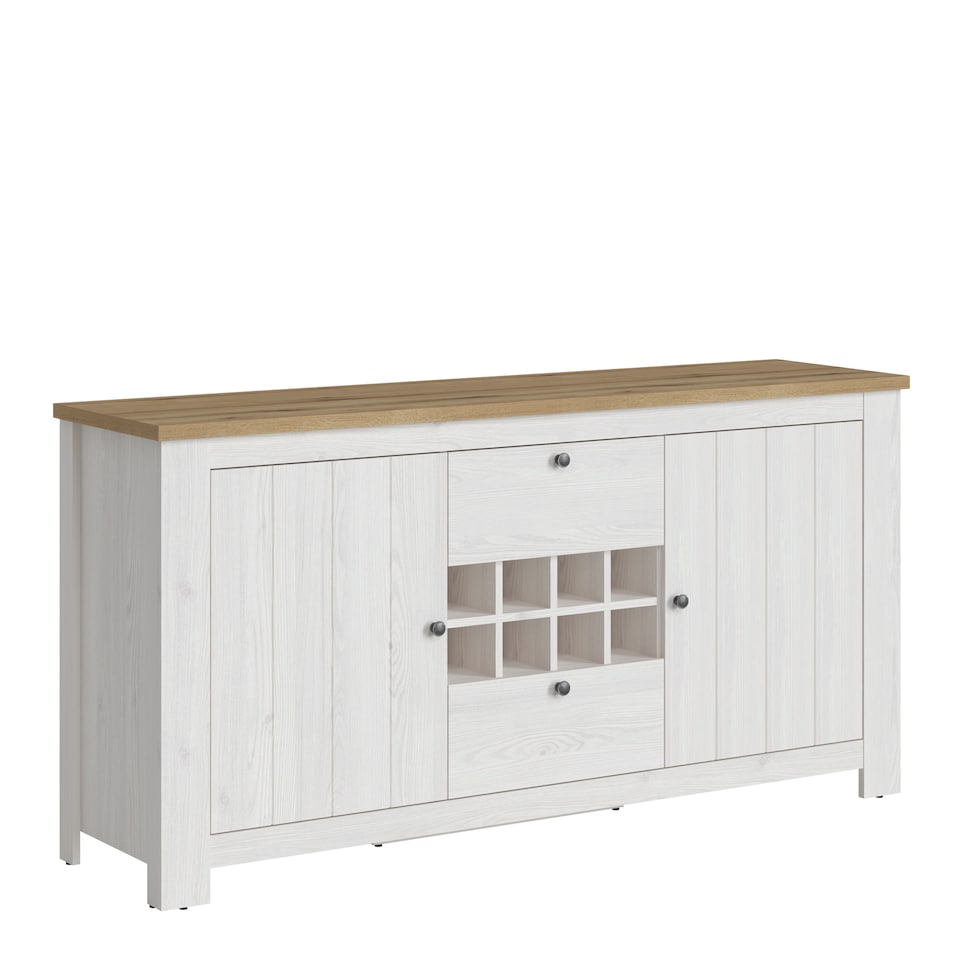 image 1 of Celesto 2 Door 2 Drawer Sideboard with Wine Rack in White and Oak