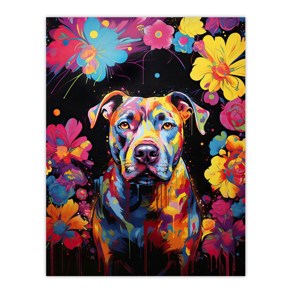 image 1 of Dog Staffordshire Bull Terrier Pet Portrait Black Framed Wall Art Print A4