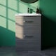 image 3 of Balterley Millwich Contemporary 2 Drawer Floor Standing Vanity Unit with Curved Basin, Anthracite Woodgrain, 600mm