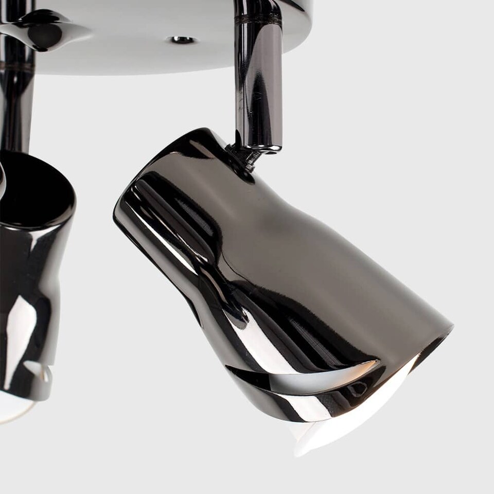 image 1 of ValueLights Sleek Spotlight Gloss Black Spotlight &GU10 Cool White Bulb | Black