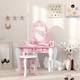 image 6 of AIYAPLAY Kids Dressing Table Set, Two-Piece Children Vanity Table with Stool Pink