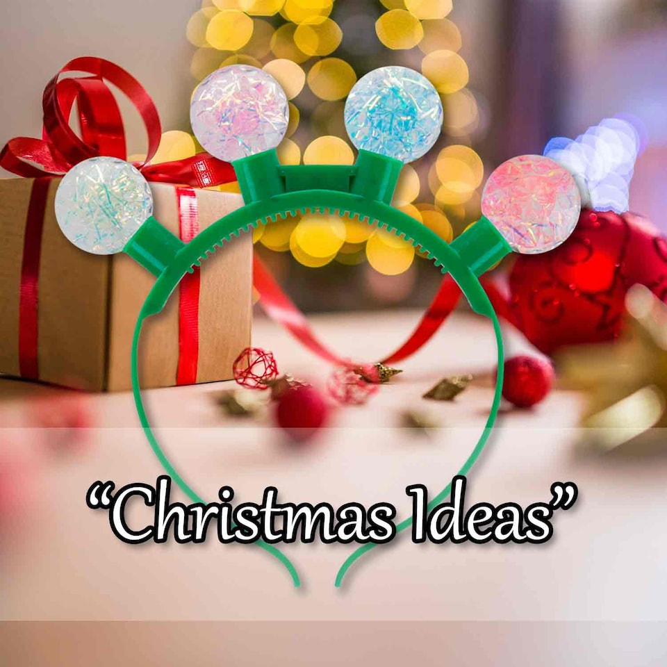image 1 of vfm-estore Christmas Light-Up Headband Glitter Ball - One Size, Green Glitter