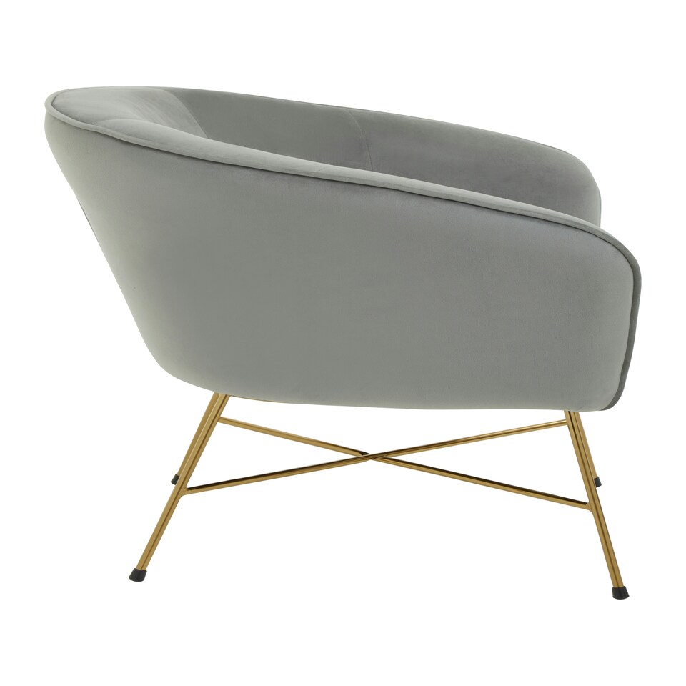 image 1 of Interiors by Premier Grey Chair With Metal Frame, Comfy Grey Outdoor Velvet Chair Metal, Effortless Cleaning Velvet Chair