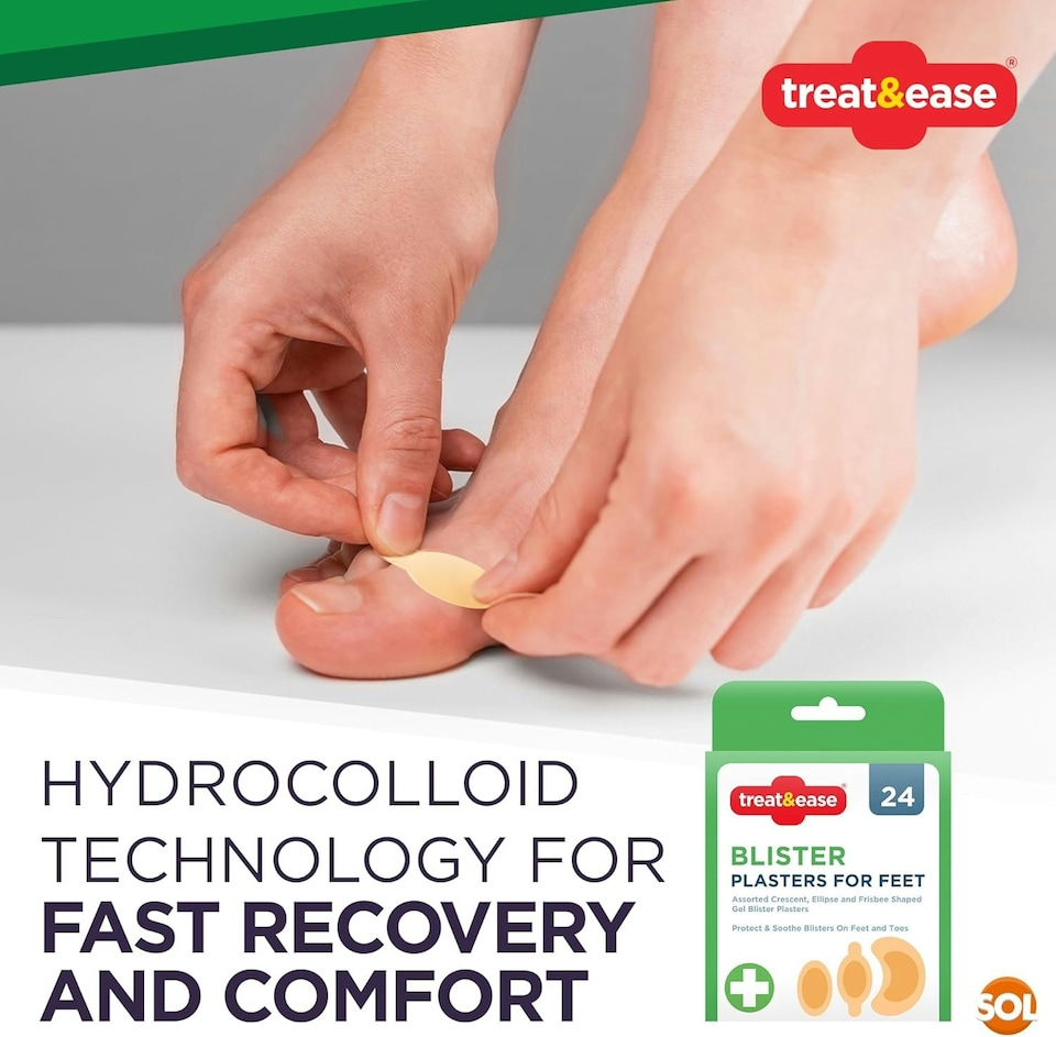 image 1 of SOL 24pk Blister Plasters for Feet - Heel Plasters for Protection