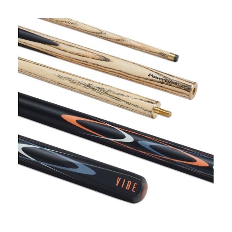 image 1 of PowerGlide Vibe Leather 2 Piece Snooker Cue | Black | Black/Natural | One Size | 1