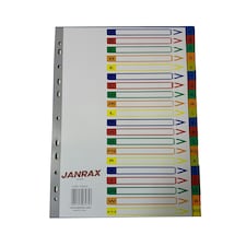A4 A-Z 20 Part Polypropylene Dividers with Reinforced Index Cover