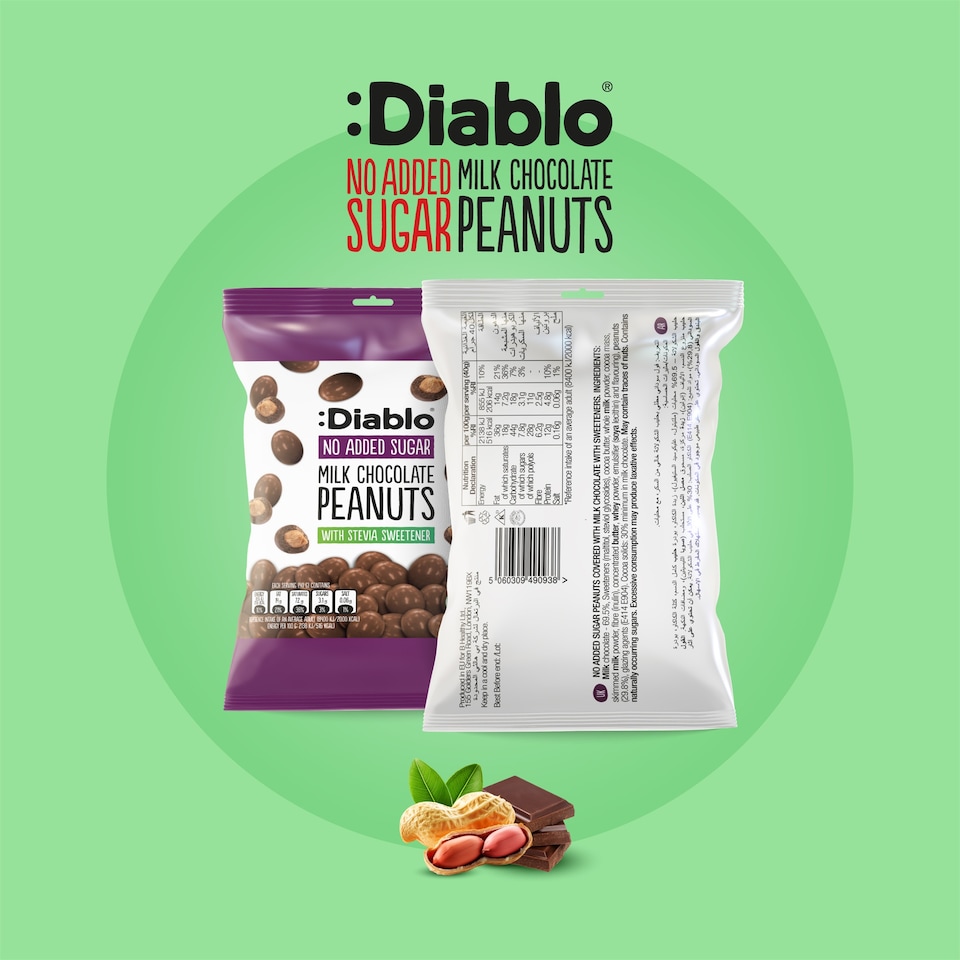image 1 of Diablo No Added Sugar Milk Chocolate Peanuts 40g 6 Pack