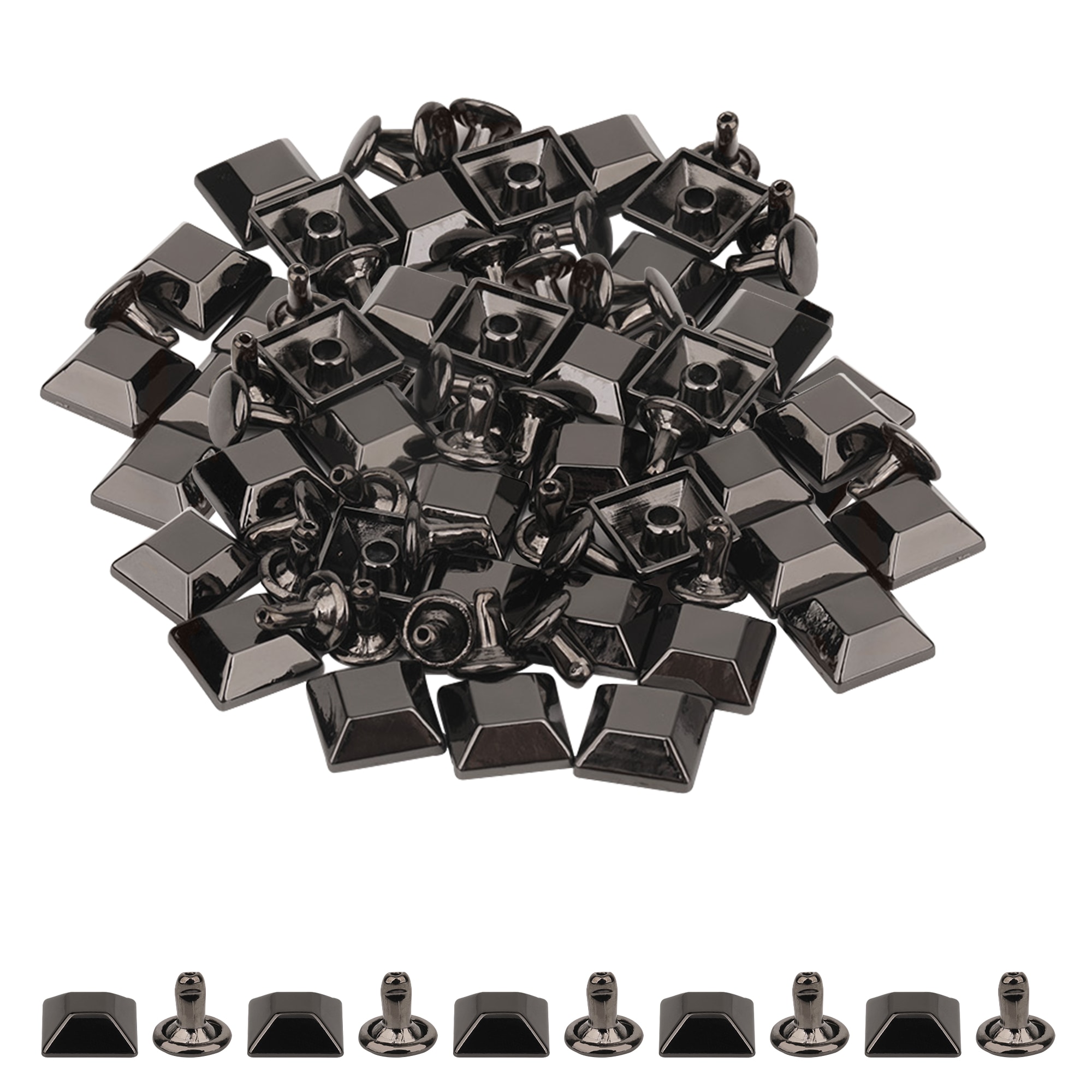 Neel Blue 10mm Pyramid Feet Cap with 7mm Back Rivets - 25pcs in Black