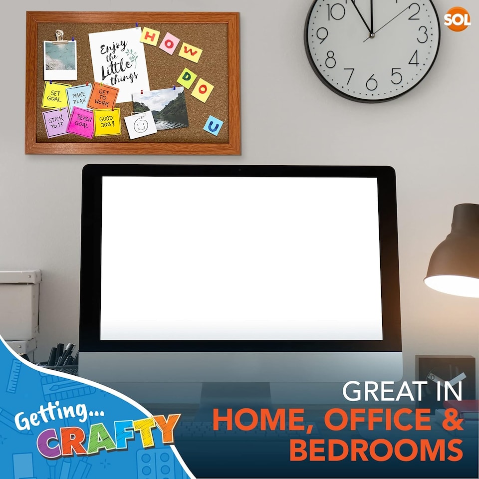 image 1 of Double Sided A4 Cork Board with Pins, Screws & Hangers – Lightweight Portable Notice Board for Photos, Memos, Art Projects & Notes