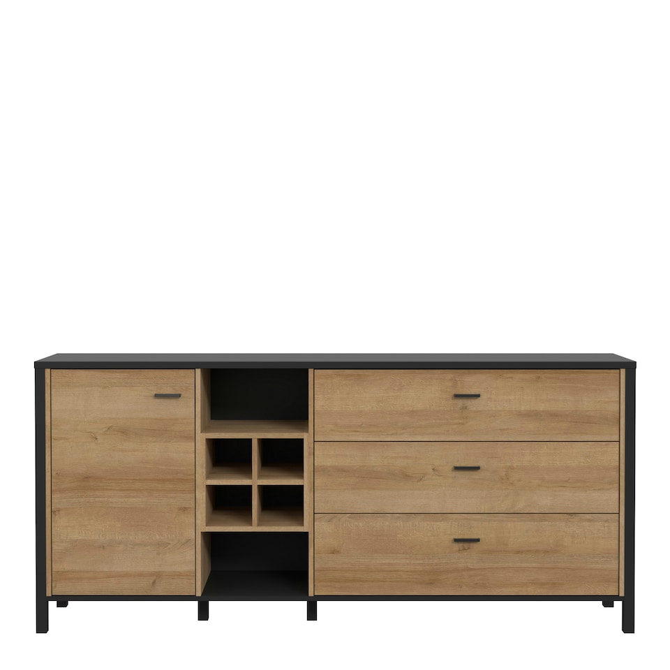 image 1 of High Rock (Large) Sideboard in Matt Black/Riviera Oak