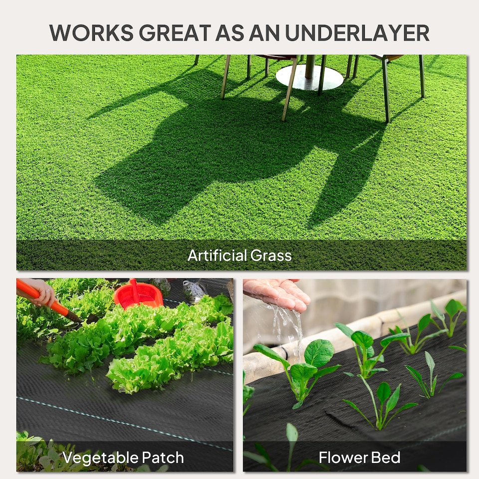 image 1 of Outsunny 2m x 90m Weed Control Membrane, Heavy Duty Weed Barrier Fabric
