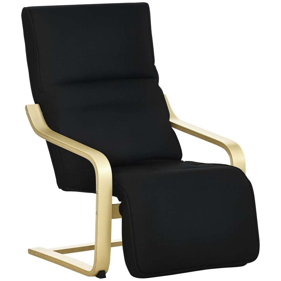 image 1 of HOMCOM Lounge Chair Recliner Adjustable Footrest Home Black