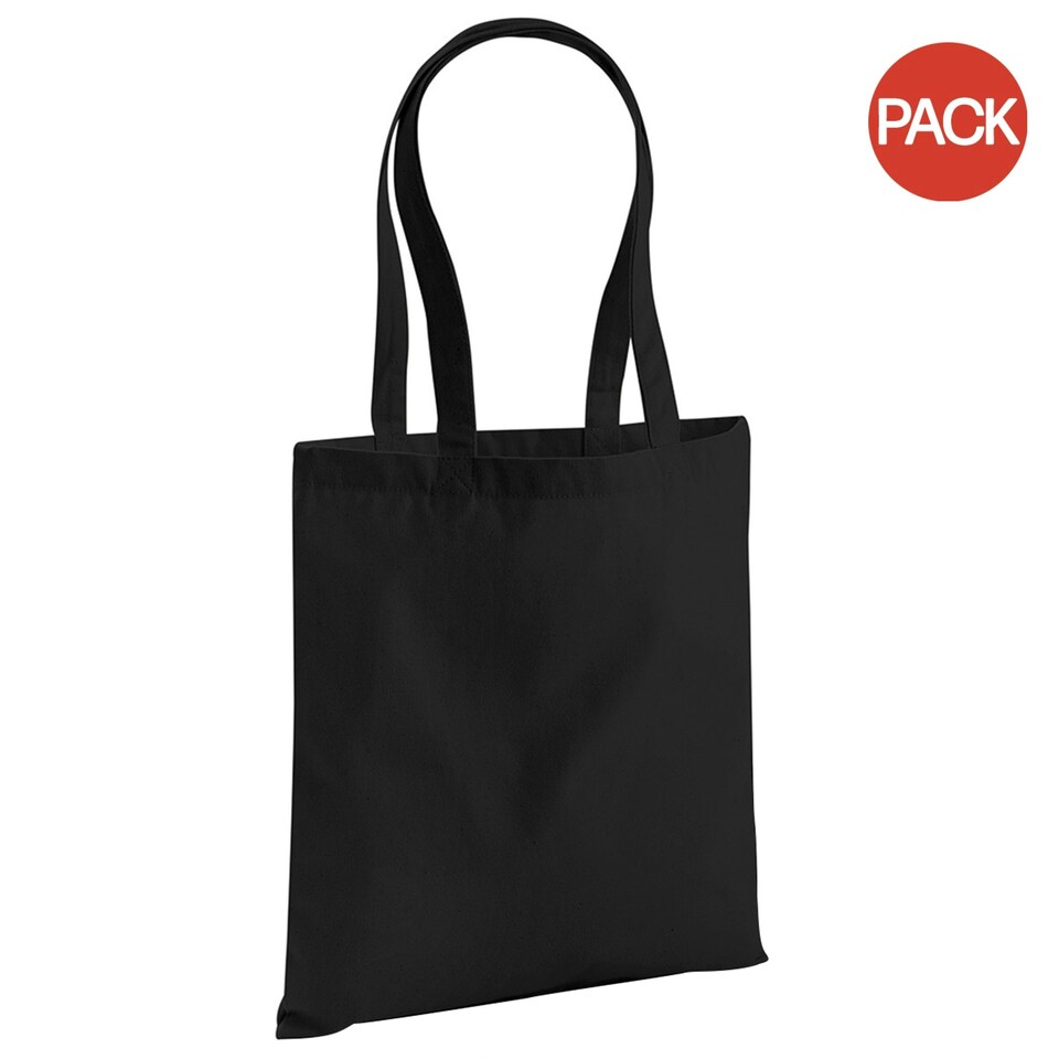 image 1 of Westford Mill EarthAware Organic Bag For Life (10 Litres) (Pack of 2) - Black - One Size Black