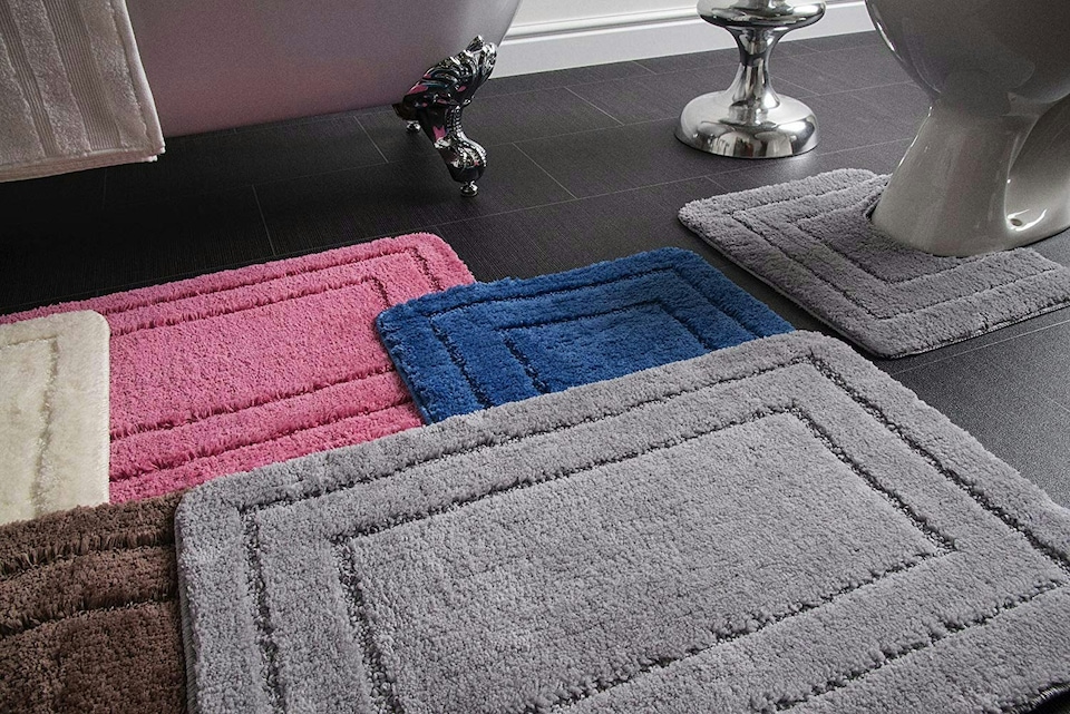 image 1 of Lisa Two Piece Non Slip Bath & Toilet Mat Set | Blue | Navy