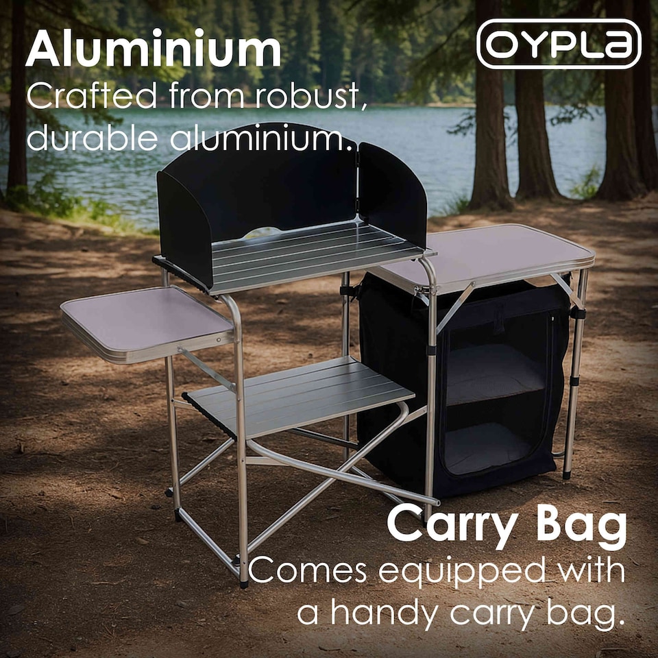 image 1 of Portable Folding Outdoor Aluminium Camping Travel Kitchen Work Top | Black