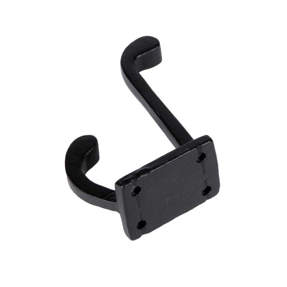 image 1 of Hammer & Tongs Rectangular Plate Rounded Hat & Coat Hook - W30mm x H85mm - Black