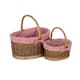 image 1 of Set of 2 Red Checked Lined Country Oval Wicker Shopping Basket Red | Red and White Checked