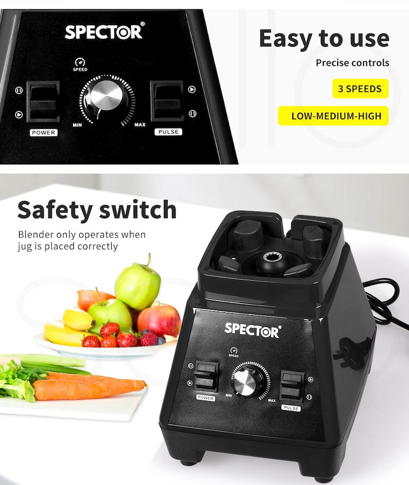 image 1 of Spector 2L Commercial Blender Mixer Food Processor | Black | Black