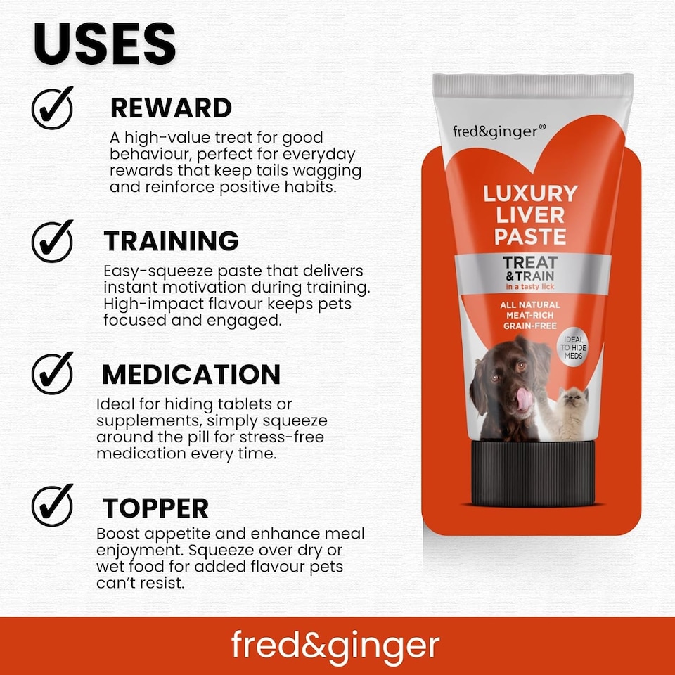 image 1 of Liver Paste Tubes for Dogs and Cats 75g [Pack of 6] Grain Free, Hypoallergenic Luxury Liver Pate Ideal Training Aid, Medication Administering