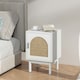 image 8 of HOMCOM Boho Bedside Table with Rattan Door and Adjustable Shelf, White White | Natural Rattan