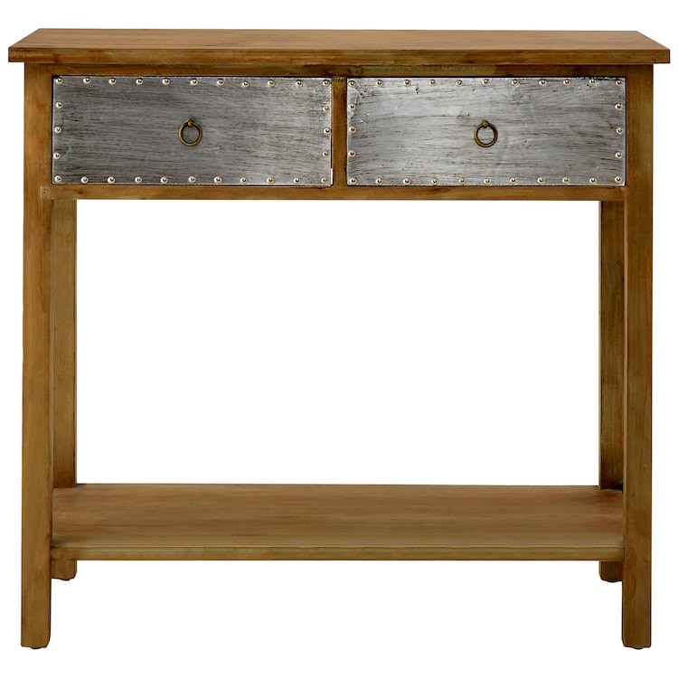 Interiors By Premier Two Drawer Console Table, Chic Hallway Table, 2 Metal Drawer Solid Wood Console Table, Rustic Console Table Cream