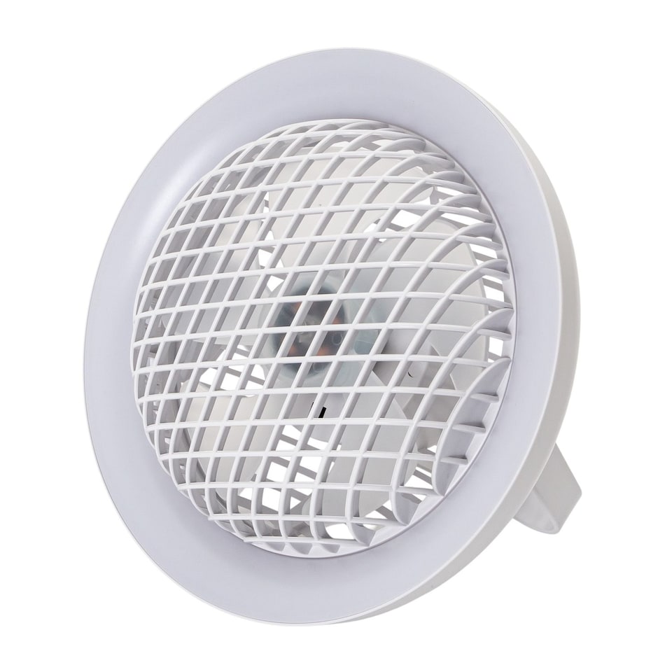 image 1 of White Rechargeable 3 Speed Desk Fan with LED Dimmable Ring Light