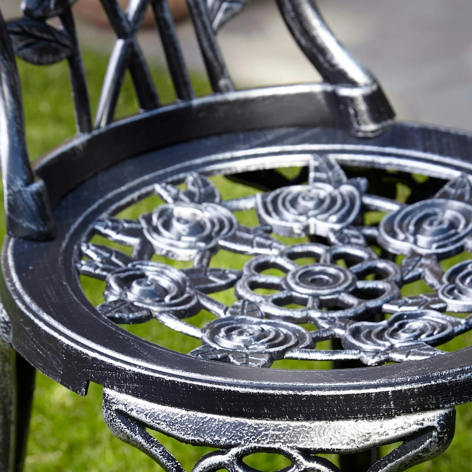 image 1 of Bistro Set Outdoor Patio Garden Furniture Table and 2 Chairs Metal