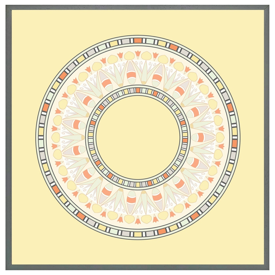 image 1 of Yellow circle ornament. round frame (Picture Frame) Brown | Oak | XS