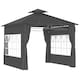 image 1 of Outsunny 3 x 3 m Garden Gazebo, Double Roof Metal Gazebo with Removable Sidewalls and Church Windows, Outdoor Canopy Shelter, Dark Grey